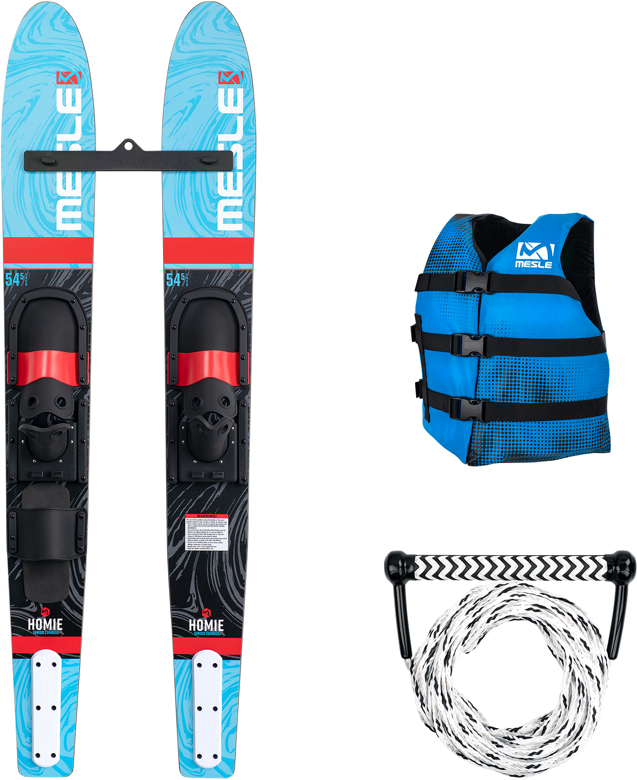 MESLE Wasser-Ski Set Homie 139 cm für Jugendliche mit Schwimmweste & Leine