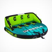 MESLE Tube Formula in petrol lime black for 4 people, Towable Sofa Fun Tube, pullable in two directions for boats